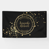 ブラック〔占星術の〕十二宮図星占い金ゴールド星 横断幕 (横)