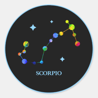 ブラック〔占星術の〕十二宮図蠍座レインボーステッカー ラウンドシール
