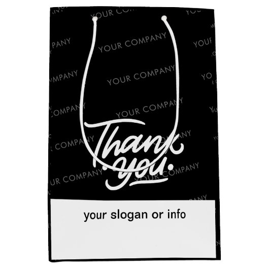 ブラック |名前をカスタムする業ありがとうございました ミディアムペーパーバッグ (正面)