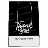 ブラック |名前をカスタムする業ありがとうございました ミディアムペーパーバッグ (裏面)