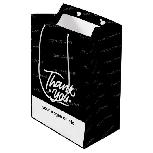 ブラック |名前をカスタムする業ありがとうございました ミディアムペーパーバッグ (裏面アングル)