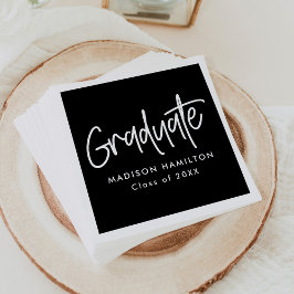 ブラック |名門私立校風の卒業スクリプト スタンダードカクテルナプキン