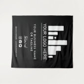 ブラック 大型ロゴ & ソーシャルメディア バックドロップ タペストリー (正面(横))