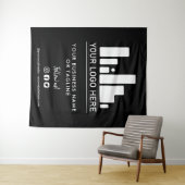 ブラック 大型ロゴ & ソーシャルメディア バックドロップ タペストリー (インサイチュ(横))