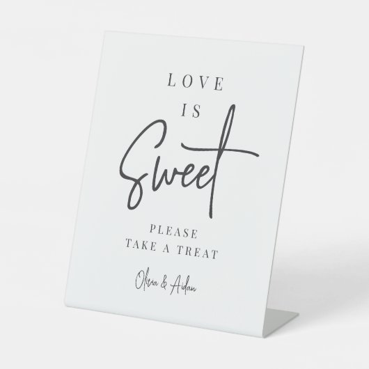 ブラック |手書きスクリプト結婚のデザートテーブル 台座サイン (正面)