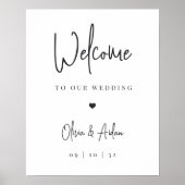 ブラック |手書モダンきスクリプ結婚トへようこそ ポスター (正面)