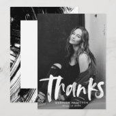 ブラック |抽象芸術写真卒業 サンキューカード (正面/裏面)