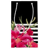 ブラック |明るい赤紫色水彩フローラ卒業 スモールペーパーバッグ (裏面)