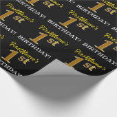 ブラック、模造金ゴールド「1st BIRTHDAY」 ラッピングペーパー (角)