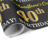ブラック、模造金ゴールド「40歳の誕生日」 ラッピングペーパー (ロールコーナー)
