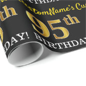 ブラック、模造金ゴールド「95th誕生日」 ラッピングペーパー