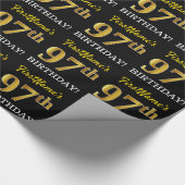 ブラック、模造金ゴールド「97誕生日」 ラッピングペーパー (角)