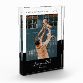 ブラック | 父のモダン日のギフト写真コラージュ フォトブロック (左)