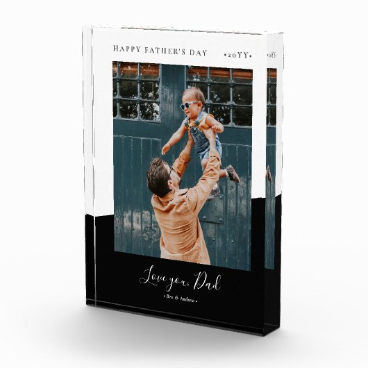 ブラック | 父のモダン日のギフト写真コラージュ フォトブロック (右)