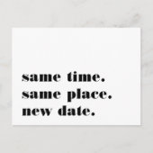 ブラック | 現代の結婚式延期のお知らせ 案内ポストカード (正面)