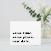 ブラック | 現代の結婚式延期のお知らせ 案内ポストカード (スタンド正面)