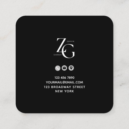 ブラック |白いテクスチャソーシャルメディアQRコード スクエア名刺 (裏面)