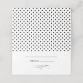 ブラック |白い水玉模様結婚のテーブル座席表 プレイスカード (外部開封)