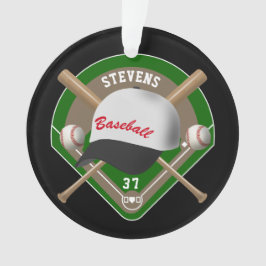 ブラック|白い野球ダイヤモンド選手の氏名 オーナメント