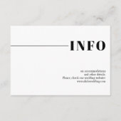 ブラック、白シックタイポグラフィミニマル結婚リスト エンクロージャーカード (正面)