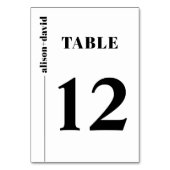 ブラック、白シックタイポグラフィミニマル結婚リスト テーブルナンバー (裏面)