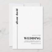 ブラック、白シックタイポグラフィミニマル結婚リスト 招待状 (正面)