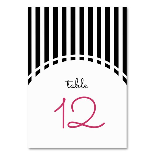 ブラック |白ストライプ色のパタ結婚ーン テーブルナンバー (正面)