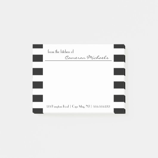 ブラック |白色のパターストライプン・モノグラム ポストイット (正面)