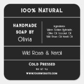 ブラック |石けん原料製品ラベル スクエアシール (正面)