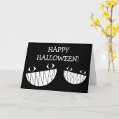 ブラック、笑顔、ハロウィーン折り畳みグリーティングカード カード (黄色い花)