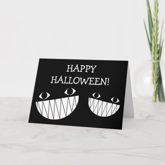 ブラック、笑顔、ハロウィーン折り畳みグリーティングカード カード (正面)