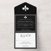 ブラック（紋章の）フラ・ダ・リオールインワンウェディング オールインワン招待状 (内側)
