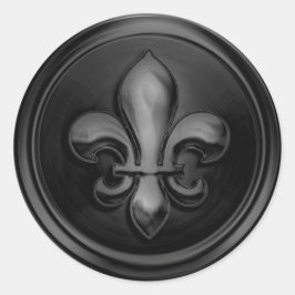 ブラック（紋章の）フラ・ダ・リ封筒用シールエンボスルック ラウンドシール
