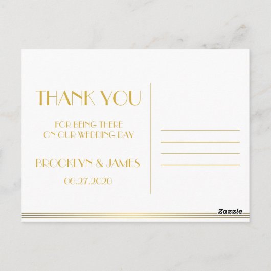 ブラック・素晴らしギャツビー結婚の感謝はがき ポストカード (裏面)