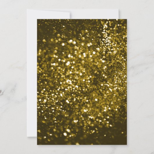 ブラック&素晴らし金ゴールドグリッター滝誕生日 招待状 (裏面)