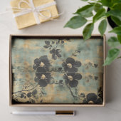 ブラック&素朴アイボリーワイルドフラワーオンセージグリーン 薄葉紙 (ギフト)