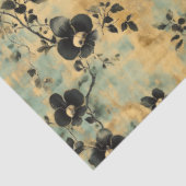 ブラック&素朴アイボリーワイルドフラワーオンセージグリーン 薄葉紙 (詳細)