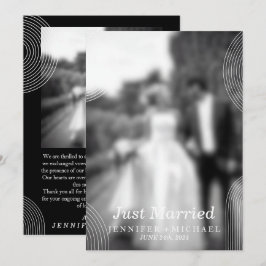 ブラック 結婚式完了 幾何学的 シンプル ウェディングフォト 招待状