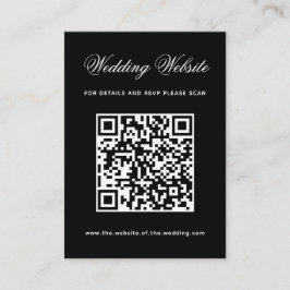 ブラック 結婚式 ウェブサイト QRコード シンプル カリグラフィー エンクロージャーカード