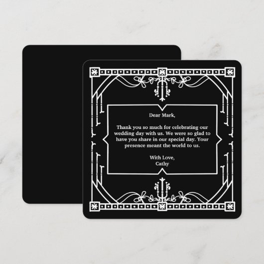 ブラック 結婚式 サンクスカード サンキューカード (正面/裏面)