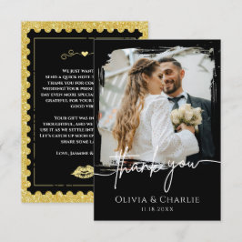 ブラック 結婚式 写真 サンクスカード サンキューカード