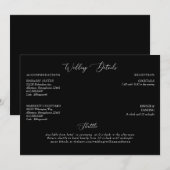 ブラック 結婚式 詳細 同封カード 招待状 (正面/裏面)