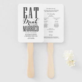 ブラック 結婚式 Eat Drink and Be Married ウェディングプログラム ハンドファン