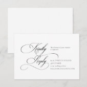 ブラック 結婚式 RSVP カード (正面/裏面)