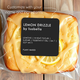 ブラック |自家製ケーキ製品の原料ラベル スクエアシール