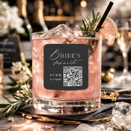 ブラック「花嫁のお気に入り」QRコード ウェディングドリンク スクエアシール