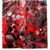 ブラック、赤と白注絵を描流アートセル シャワーカーテン (正面)