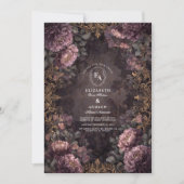 ブラック&赤面バロック結婚フローラ 招待状 (正面)