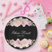 ブラック&赤面ピンクローズシックブライダルシャワー ペーパープレート (パーティー)