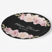 ブラック&赤面ピンクローズシックブライダルシャワー ペーパープレート (アングル)